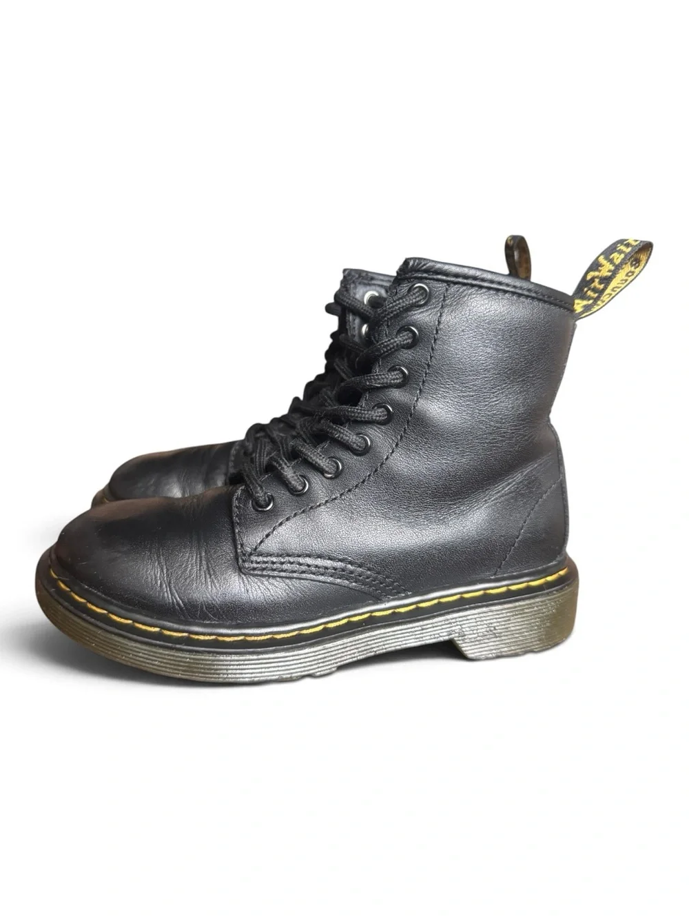 Dr. Martens 1460J Black Leather Kids Combat Boots Side Zip US 12